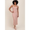 Pink Blush Blush/Cream Lightweight Rib Fit And Flare Maternity Midi Dress - 3 of 3