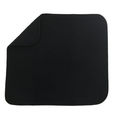 LunaLulinlk Absorbent, Reversible Microfiber Dish Drying Mat for Kitchen, 16 Inch x 18 Inch, Black