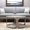 HomeRoots 34" Natural Solid Wood Round Distressed Floor Shelf Coffee Table With Shelf - 2 of 4