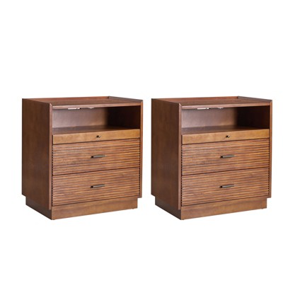 Alcide Nightstand with USB and LED Light Set of 2| ARTFUL LIVING DESIGN