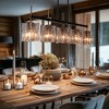 LNC Echonalyri 5-Lights 35.4" Modern Linear Kitchen Island Pendant  Lights, Polished Gold and Matte Black with Smoked Gray Ribble Glass - 2 of 4