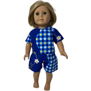 Doll Clothes Superstore Busy Blue Print Handmade Short Set  Fits 18-Inch Girl Dolls - 1 of 4