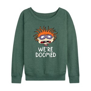 Women's - Rugrats - Chuckie Were Doomed Lightweight French Terry Wide Neck Long Sleeve Shirt - 1 of 4