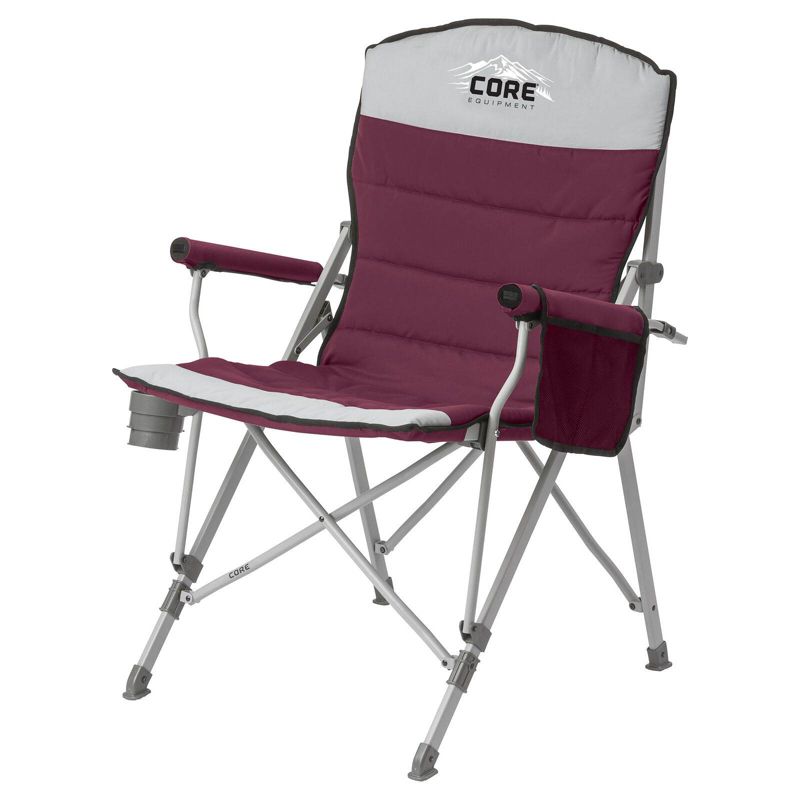 CORE 300 Pound Capacity Polyester Padded Arm Chair with Carry Bag, Gray (2 Pack), 2 of 3