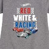Girls' - Hot Wheels - Red, White, and Racing Graphic Short Sleeve Fleece Dress - 2 of 4