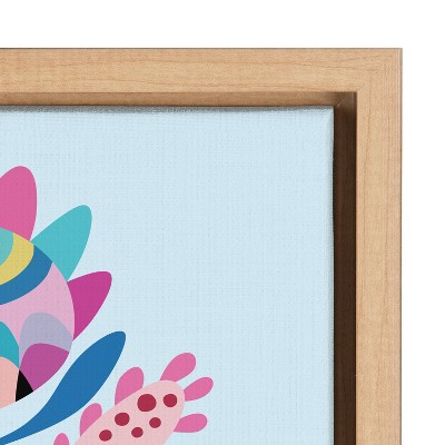 Mid Century Modern Whimsical Floral Framed Canvas Art