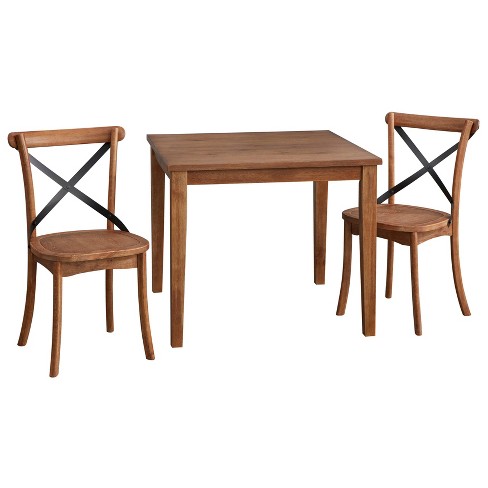 3pc Roland Square Dining Set Driftwood - Buylateral: Farmhouse Style, Metal & Rubberwood, Non-Extension Table - image 1 of 4