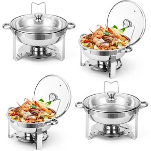 Chafing Dish Buffet Set 5QT, Stainless Steel Round Chafing Dishes for Buffet with Lid Holder & Glass Lid, Buffet Servers and Warmers - 1 of 4