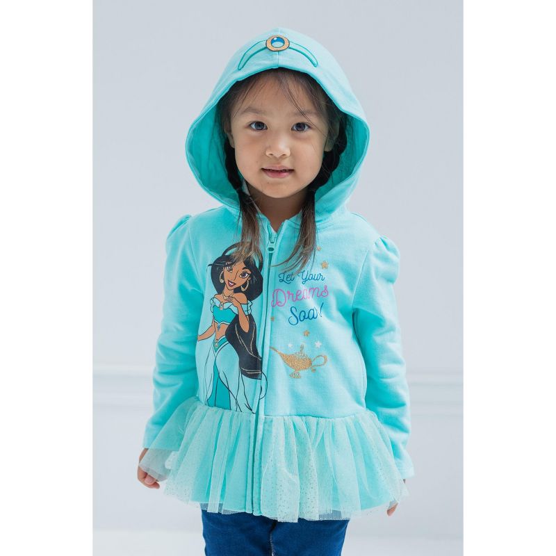 Disney Princess Moana Cindrella Ariel Belle Zip Up Hoodie Little Kid to Big Kid, 2 of 7