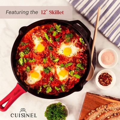 11-Piece Black Cast Iron Non-Stick Cookware Set with Glass Lids