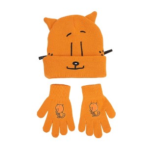 Dog Man Petey the Cat Youth Cuff Hat And Knit Gloves Cold Weather Set - 1 of 4