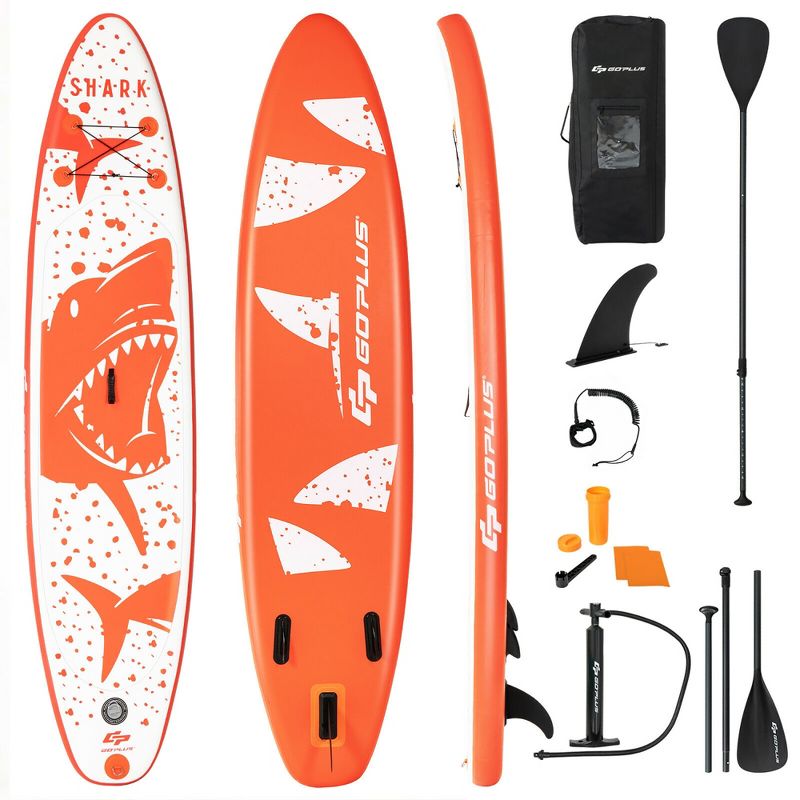 Costway 10'5''/11' Inflatable Stand Up Paddle Board with Backpack Aluminum Paddle Pump, 1 of 11