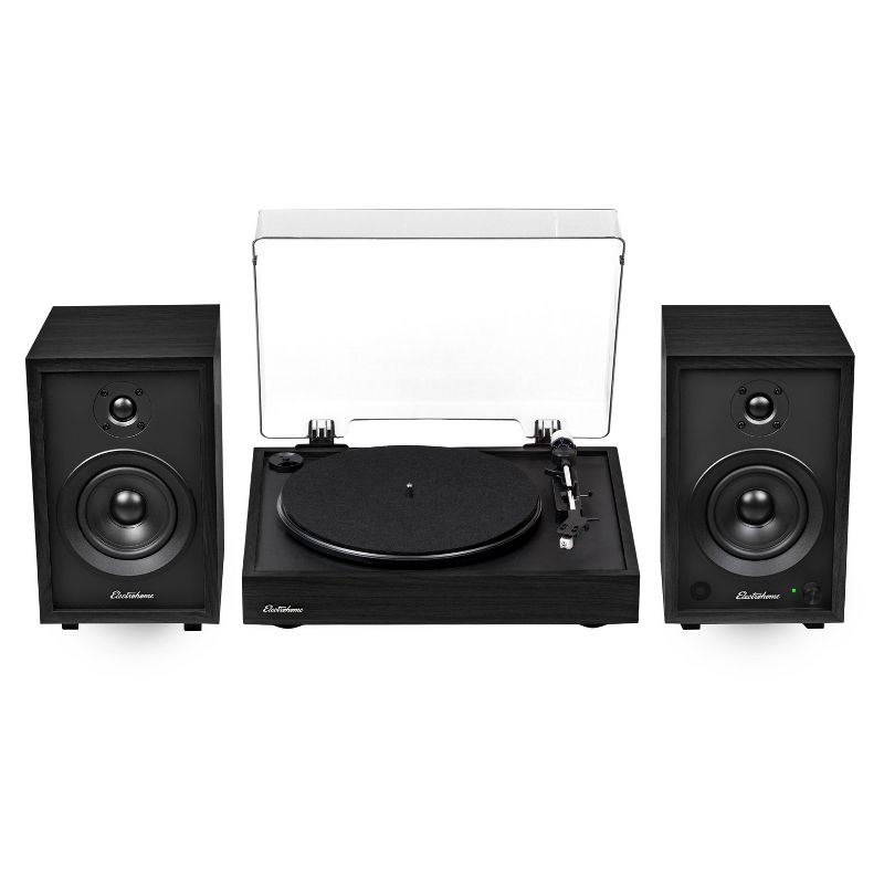 Electrohome Montrose Record Player Stereo System with 4" Bluetooth Powered Bookshelf Speakers, Belt-Drive Turntable, 1 of 10