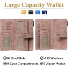 Hachikiko Womens Large Capacity RFID Wallet - PU Leather Bifold Wristlet Clutch with Double Zipper Pocket, 5 ID Windows - 3 of 4