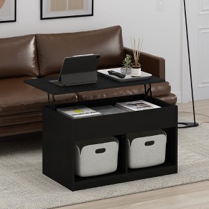 Furinno 35.5" Lift Top Coffee Table w/ 2 Cube Storage Shelves and Hidden Compartment Living Room Furniture,Americano - 1 of 4