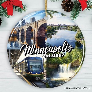 Vibrant Minneapolis Cultural Ornament, Minnesota Twin Cities Urban Heritage Christmas Souvenir Circle  V1 3 - 1 of 4