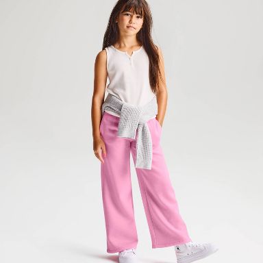 Girls' Fleece Wide Leg Sweatpants - Cat & Jack™ Bright Pink XS