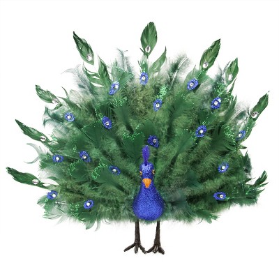 Northlight 17" Peacock Bird with Closed Tail Feathers Christmas Ornament - Green