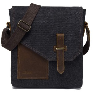 Small Messenger Bag, Vintage Canvas Leather Lightweight Crossbody Man Purse Bag - 1 of 4