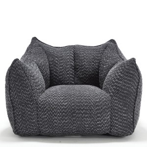 Vynxaria Bean Bag Seats - Luxurious Black Lounge Chair for Living Rooms and Bedrooms - 1 of 4