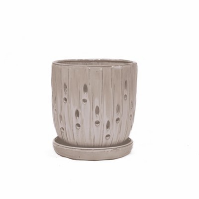 SpassWay 7" Dia Outdoor Indoor Ceramic Planter Pot Decorative Planter with Drainage Hole Patio Flower Pot