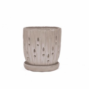 SpassWay 7" Dia Outdoor Indoor Ceramic Planter Pot Decorative Planter with Drainage Hole Patio Flower Pot - 1 of 4
