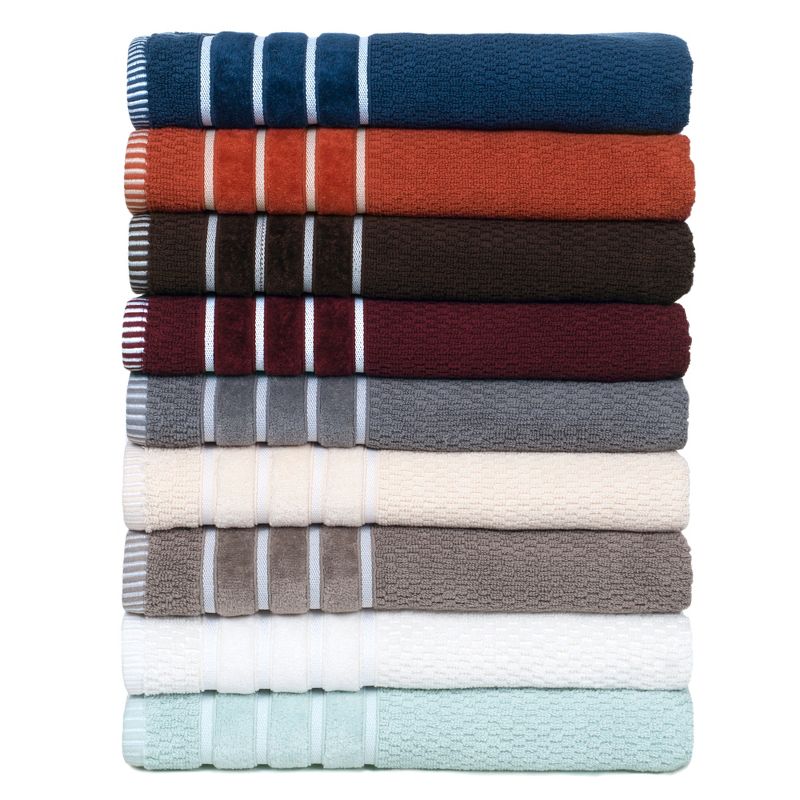 Combed Cotton Towel Set- Rice Weave 100% Combed Cotton 6 Piece Set With 2 Bath Towels, 2 Hand Towels and 2 Washcloths by Hastings Home- Seafoam, 4 of 6