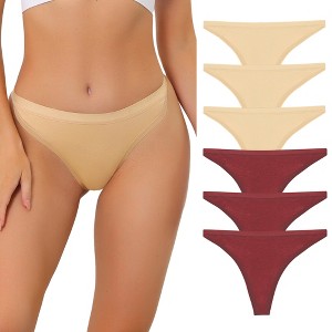 Allegra K Women's Packs G-String Breathable Hi-Cut Thongs 1 Set of 6 Pcs - 1 of 4