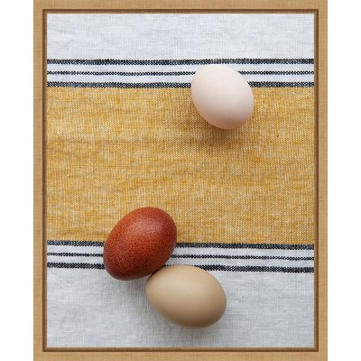 Amanti Art Eggs on Ochre Napkin by Tania Soderman Framed Canvas Wall Art
