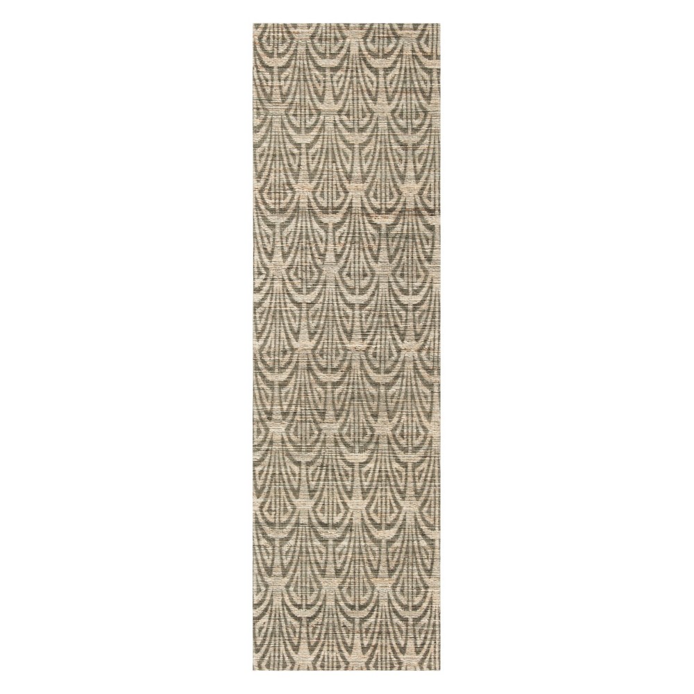 2'3inx8' Geometric Woven Runner Light Beige/Gray - Safavieh