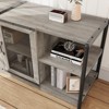 TV stand for 70 inch TV with storage and 2 mesh doors, wooden rustic style TV stand, double tier farmhouse style TV table for living room and bedroom - 3 of 4