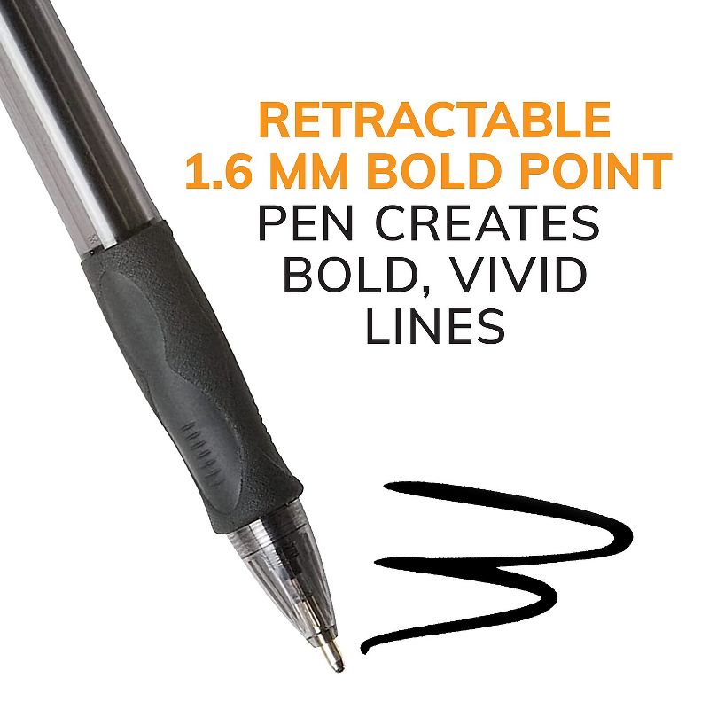 Bic Velocity Retractable Ballpoint Pen Black Ink 1.6mm Bold Dozen VLGB11BK, 3 of 10