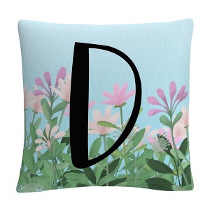 Pink Floral Garden Letter Illustration By Abc 16 X 16 Decorative Throw Pillow by Trademark Fine Art - 1 of 4