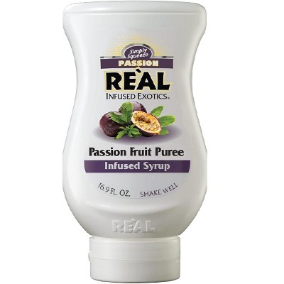 Reàl Infused Exotics Simply Squeeze Infused Syrup Passion Fruit 16.9oz Bottle for Mix- ologists, Chefs, Cooks