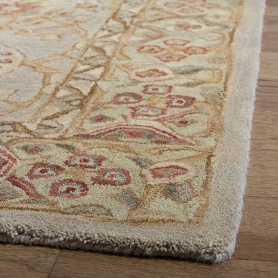 Beige Floral Handmade Tufted Wool 8' x 10' Rug