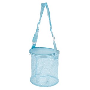 Unique Bargains Adjustable Strap Sea Shells Mesh Beach Bag with Zipper Sky Blue - 1 of 3