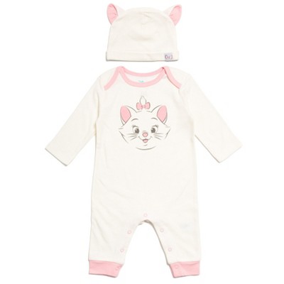Image of Disney Classics Aristocats Marie Newborn Baby Girls Snap Cosplay Coverall and Hat 6-9 Months