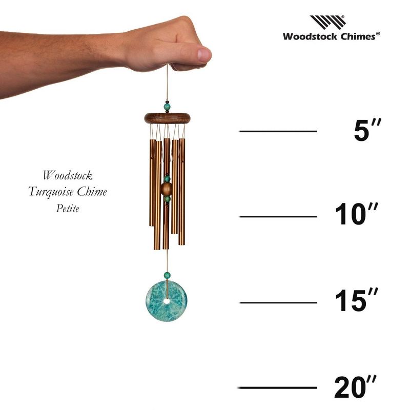 Woodstock Windchimes Woodstock Turquoise Chime Petite, Wind Chimes For Outside, Wind Chimes For Garden, Patio, and Outdoor Décor, 16"L, 5 of 10
