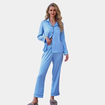 Women's Satin Long Sleeve Shirt & Pants Pajamas Sets Loungewear - Cupshe