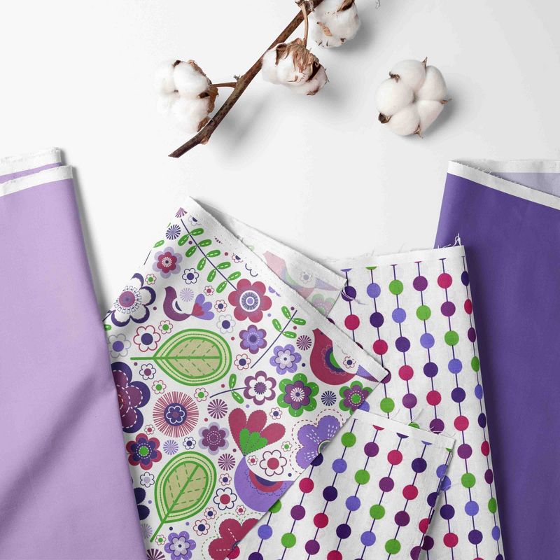 Bacati - Botanical Purple Multicolor 3 pc Toddler Sheet Set, 2 of 7