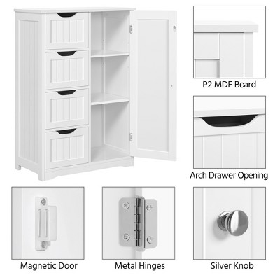 White MDF Bathroom Cabinet with Adjustable Shelving and Drawers