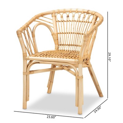 Bohemian Bali Low Slat Rattan and Cane Brown Arm Chair