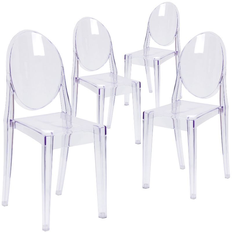 Emma and Oliver 4 Pack Ghost Side Chair in Transparent Crystal Stack Chair - Event & Accent Chair, 1 of 12