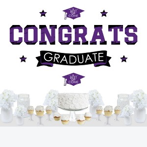 Big Dot of Happiness Purple Graduation Party Photo Backdrop - Wall Decals - 1 of 4