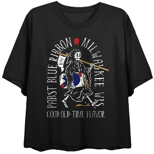 Milwaukee Good Old-Time Flavor 1844 Pabst Blue Ribbon Women's Black Crop Top - 1 of 3