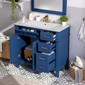 36" Modern Bathroom Vanity with Ceramic Sink,Soft Close Doors and 4 Drawers for Small Bathrooms-The Pop Home - 1 of 4