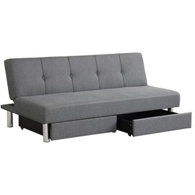 Tangkula 3-seat Adjustable Sofa Bed Long Sofa With 2 Drawer With 3 ...