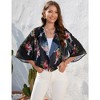 Womens Mesh Cardigan Open Front Batswing Sleeve Shrugs Lightweight Semi-Sheer Floral Cardigan,Black Floral - 2XL - 4 of 4