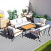 Moda Furnishings 7-person Outdoor Patio Aluminum Conversation Set With Gray Cushions - 2 of 4