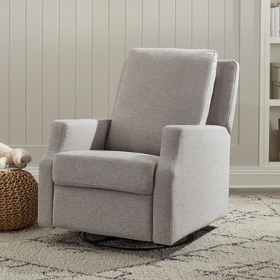 Eco-Weave Performance Grey Swivel Recliner with Velvet Accents